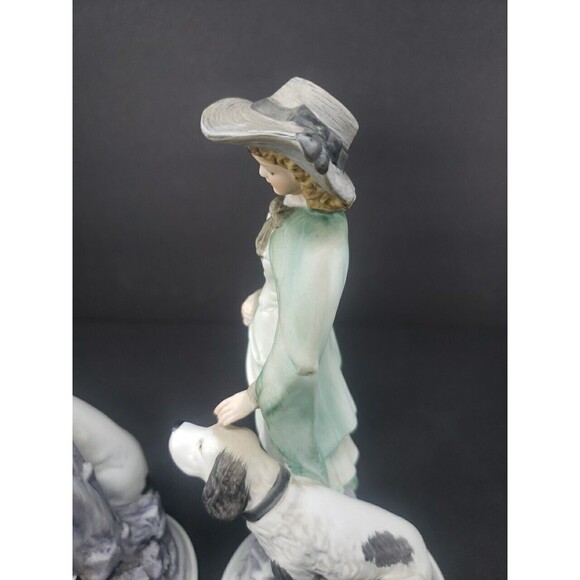 Andrea by Sadek Boy & Girl Dog Bisque Porcelain Figurines Ethan Allen 3213A VTG - Picture 9 of 16